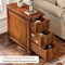 Dark Brown Wood Rectangular Side Table with 3 Drawers and Storage